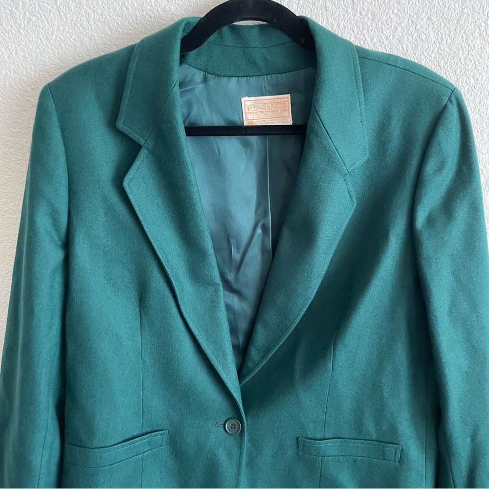 NWT Vintage Pendleton Women’s Blazer Coat 100% Virgin Wool Forest Green Size 16 - Picture 2 of 11